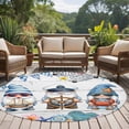 thumbnail image 4 of Summer Gnomes Nautical Round Area Rug 7Ft Washable Circle Rugs for Dorm Laundry Room, Blue Coastal Grey Wooden Non-Slip Carpet Floor Mats Indoor Outdoor Carpet Runner Aesthetic Home Decor, 4 of 8