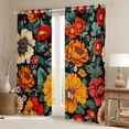 thumbnail image 2 of Manfei Country Plant Floral Black Out Curtains,Rustic Botanical Flower Curtains Pack of 2 (42x63 Each),Green Orange Red Bedroom Curtains For Adults,Ultra Soft Home Decor, 2 of 6