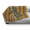 thumbnail image 3 of Giraffe Soft Flannel Fleece Throw Blanket, Sketch Style Image Portrait of Hipster Animal Zoo Safari Wildlife Themed, Cozy Plush for Indoor and Outdoor Use, 70" x 90", Multicolor, by Ambesonne, 3 of 6