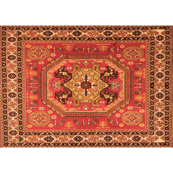 Ahgly Company Indoor Rectangle Persian Orange Traditional Area Rugs, 5' x 7'