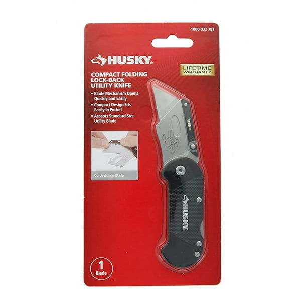 Husky Folding Sure-Grip Lock Back Utility Knife w/Single Disposable Blade  Included (Colors May Vary) 