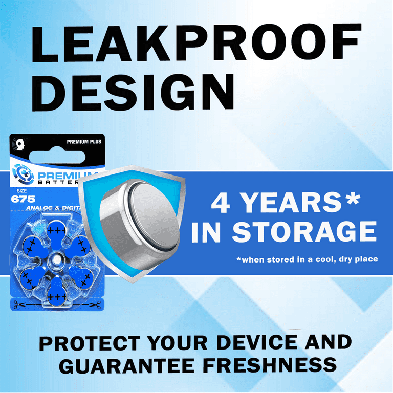 Premium Batteries Premium Plus Size 675 ZA675 PR44 P675 1.45V Zinc