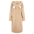 thumbnail image 6 of Womens Double Pocket Hooded Flannel Robe Soft Warm Reversible Lounge Wear Home Bathrobe, 6 of 9