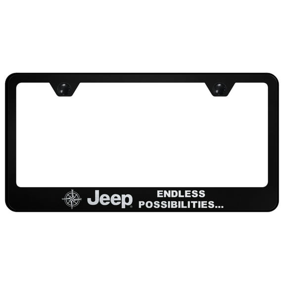 Jeep Endless Laser Etched Logo Stainless Steel License Plate Frame (Black)