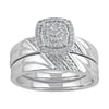 1/5 Carat T.W. Diamond Sterling Silver Cushion Cluster Bridal Set