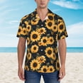 thumbnail image 2 of Gukieu Scottish Blue Plaid Sunflower Print Men's Short-sleeved Shirts, Button-down Lapel Hawaiian Shirts, T-shirts, Beach Vacation Summer Casual Wear,3X-Large, 2 of 7