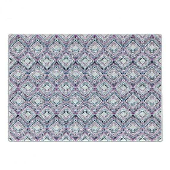 Paisley Cutting Board, Abstract Tribal Seamless Design with Ornamental Elements with Geometric Details, Decorative Tempered Glass Cutting and Serving Board, Small Size, Multicolor, by Ambesonne