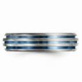 thumbnail image 4 of Grey Titanium Ring Band Wedding Blue Grooved Edward Mirell Triple Groove Anodized, 4 of 7