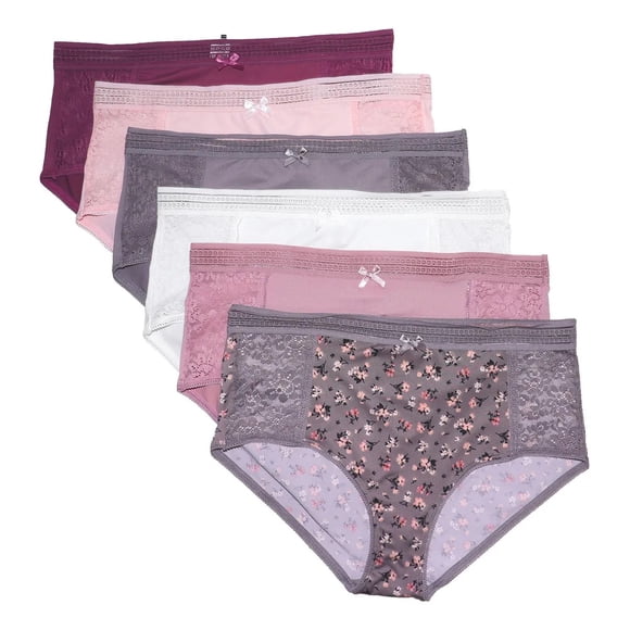 Pack Panty Hipster Encaje Femenina 6 Pzas Elastico Grueso