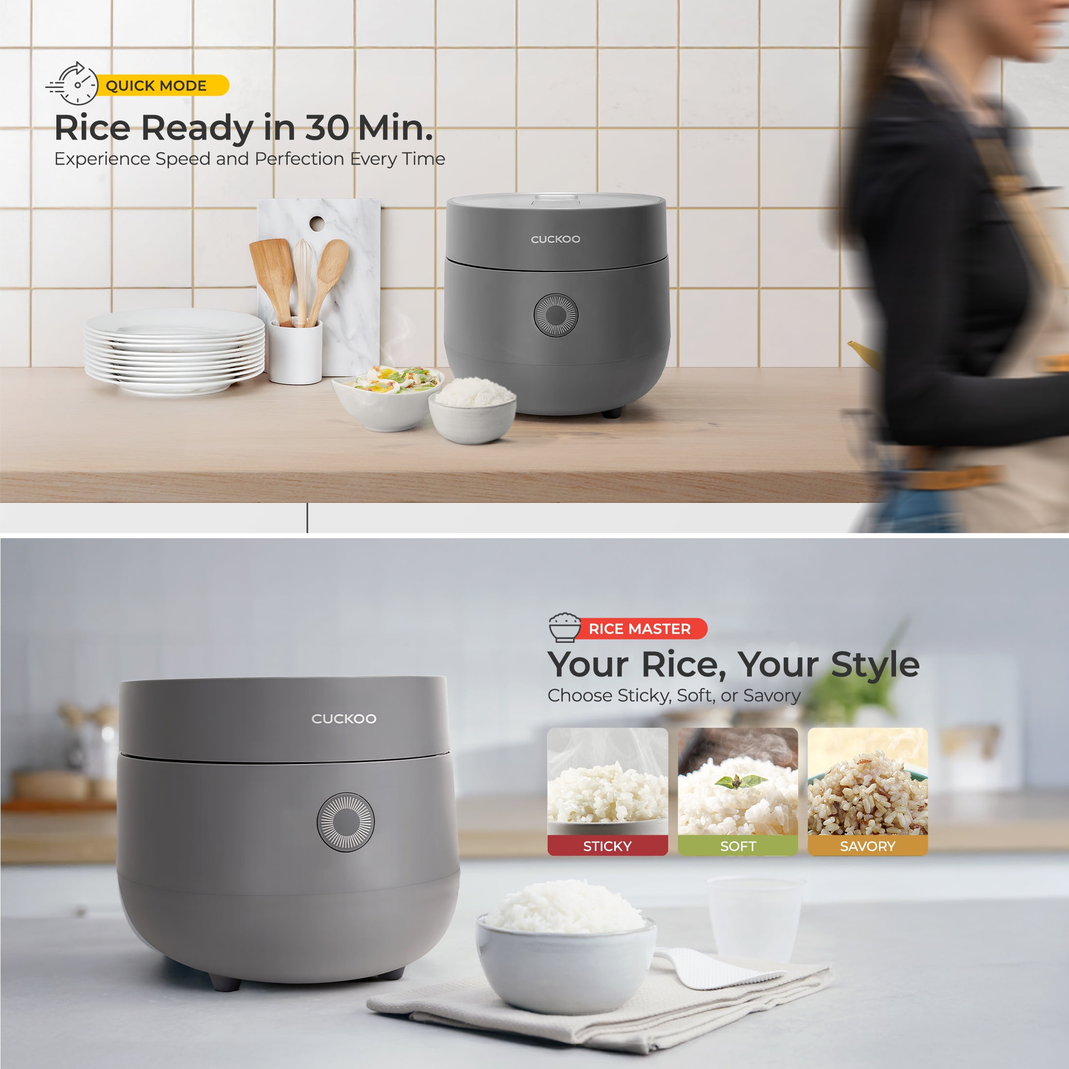 CUCKOO Micom Rice Cooker 6-Cup Uncooked / 12-Cup Cooked with Nonstick Inner Pot, Versatile Rice Maker with 9 Menu Options, Fuzzy Logic Technology, Auto Clean, Quick Rice Mode, Gray (CR-0675FG)