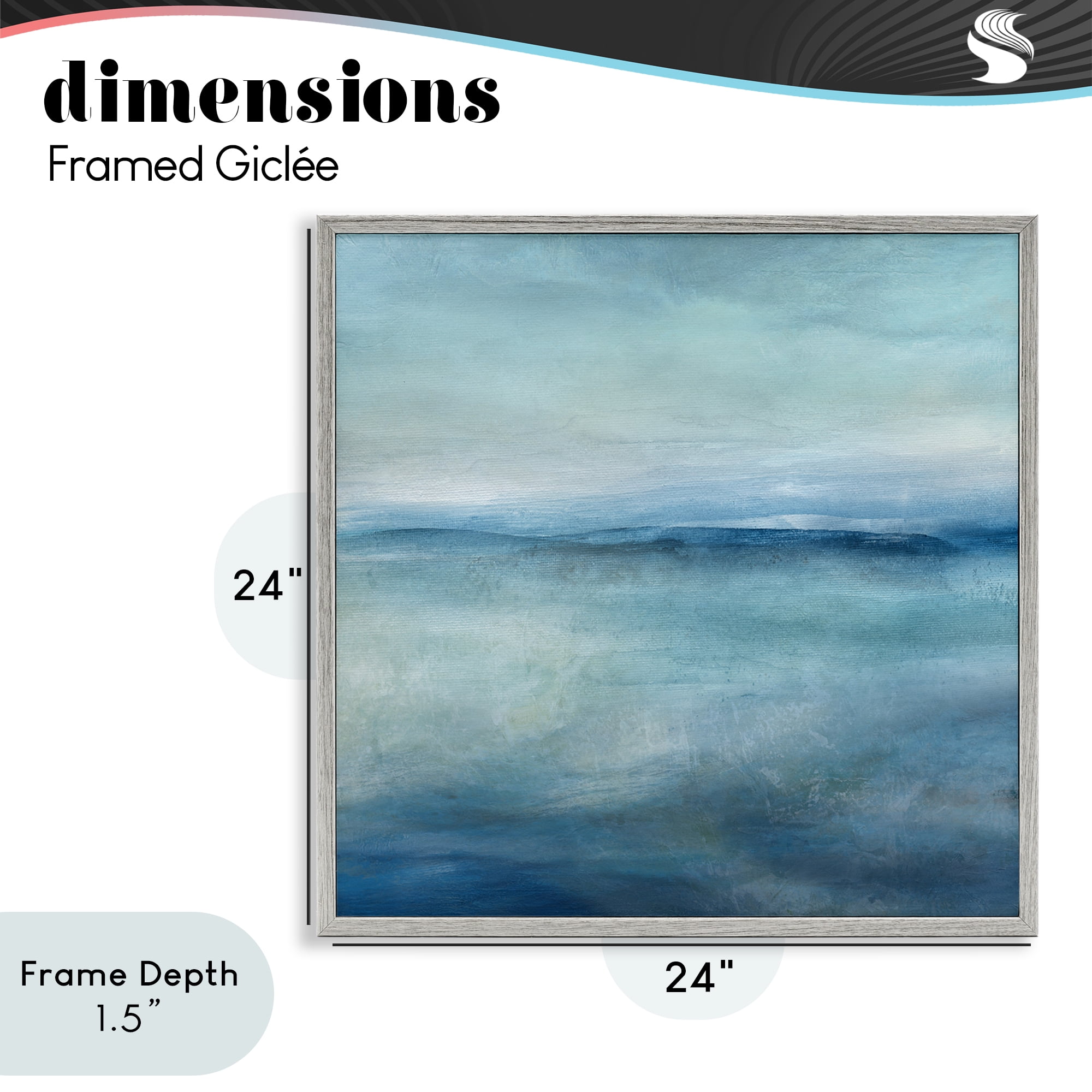 Stupell Industries Misty Blue Coastal Horizon Gray Framed Giclee Art, design by Carol Robinson