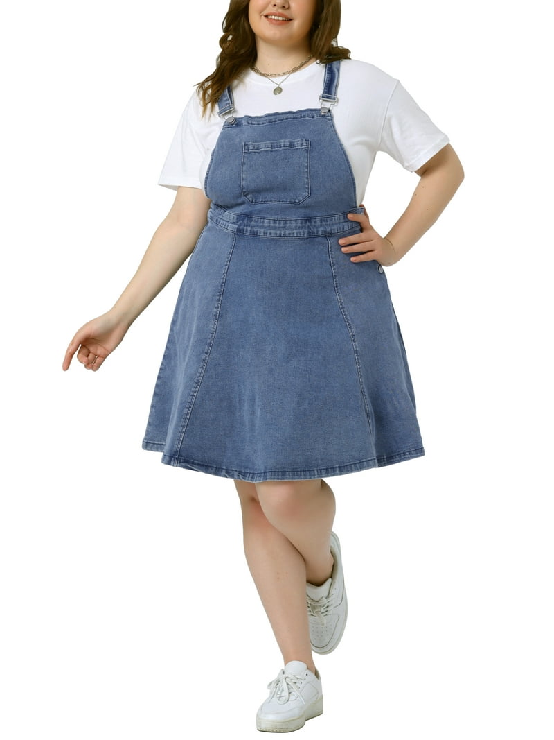plus size denim suspender dress Agnes Orinda Plus Size Denim Overall Dress for Women Jeans Jumpers Adjustable Strap Suspender Skirts 2X Gray Blue, Women's, Size: 2XL, Black
