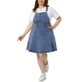 thumbnail image 2 of Vestido de mezclilla de talla grande Agnes Orinda para mujeres, monos, faldas con tirantes ajustables, 1X gris azul, 2 of 6