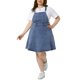 thumbnail image 2 of Vestido de mezclilla para mujeres de tallas grandes Agnes Orinda para el Día de la Madre, overoles de jeans, faldas con tirantes ajustables, 2X gris azul, 2 of 6
