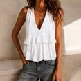 thumbnail image 5 of Womens Cotton Linen Tank Top Sleeveless V Neck Babydoll Peplum Blouse Loose Fit Ruffle Hem Flowy Summer Tops, 2026 New Limited-time Off, 5 of 7