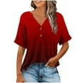 thumbnail image 2 of Vmvidoty Womens Summer Tops Short Sleeve Basic Casual V Neck T Shirts Trendy Fashion 2026 Red M, 2 of 7