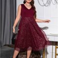 thumbnail image 5 of ZZwxWA Plus Size Womens V Neck Sequins Formal Dresses Empire Waist Sleeveless Midi Evening Party Dress for Wedding Gusets, 5 of 5