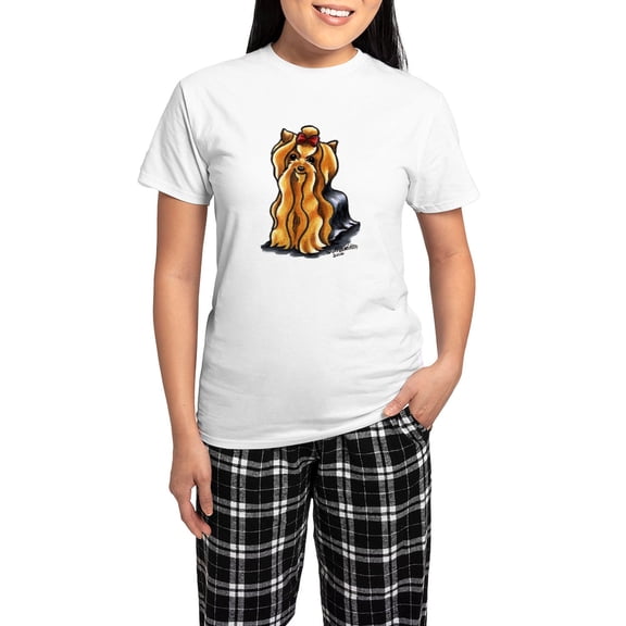 CafePress - Yorkie Classic Women's Light Pajamas - Women's Short Sleeve Print T-Shirt and Pants Light Cotton Pajama Set
