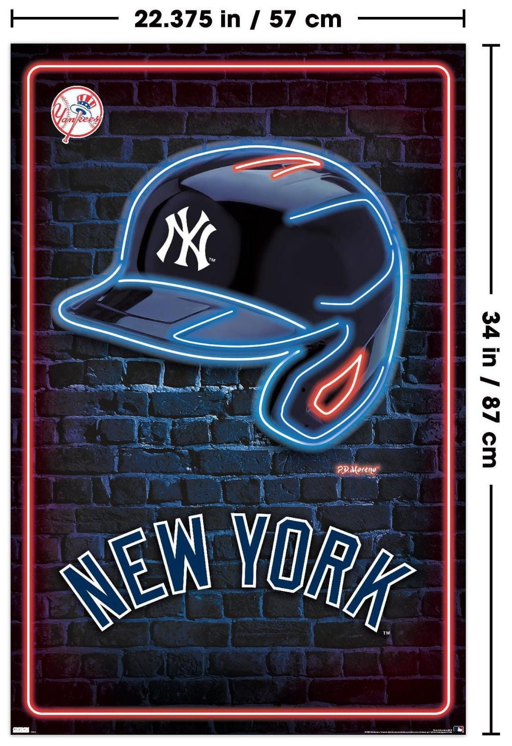 MLB New York Yankees - Neon Helmet 23 Wall Poster, 22.375" x 34"
