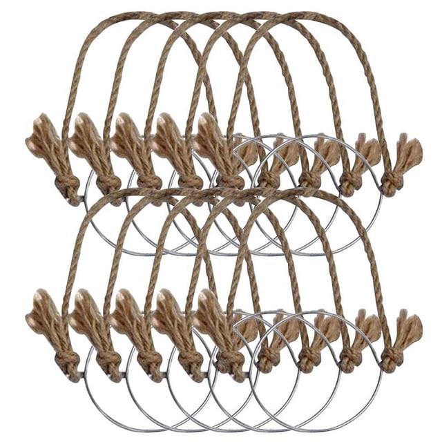 Perchas para tarros de cristal, asas de cuerda de lino, boca ancha de 70 mm, cuerdas para colgar tarros de cristal, 10 unidades, no incluidas