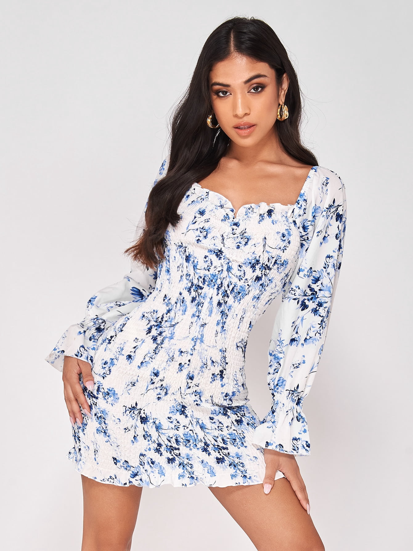 Women's PETITE Floral Print Flounce 