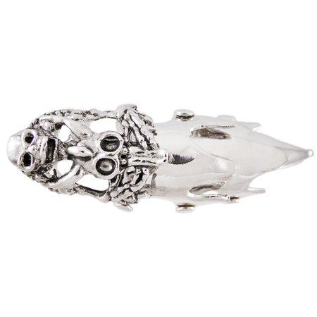 Diana Sterling Silver Ring - Western Steer Skull Full Finger Armor Ring 4 in. Long Goth