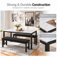 thumbnail image 2 of PAPROOS Dining Table Set for 4, 3-Piece Kitchen Table Set with 2 Velvet Benches, Metal Frame, Modern Dining Room Set for Home, Cafeteria, Bar, White + Black, 2 of 8