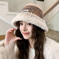 thumbnail image 6 of Xfvqtps Cloche Bucket Hats for Womens Crochet Fluffy Furry Hats Large Head Circumference Mixed Colors Versatile Fashion Warm Winter Fisherman Hat Beige, 6 of 9