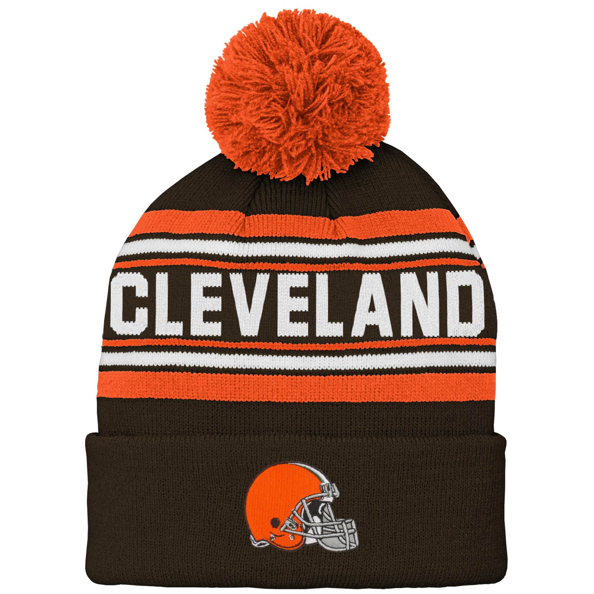 NEW ERA Beanie Men Women Knit Hat Cleveland Browns Orange Pom Pom Helmet 