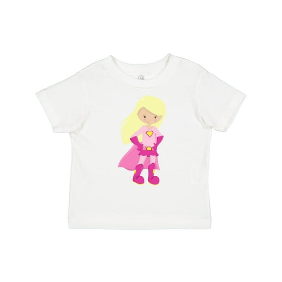 Inktastic Superhero Girl, Blonde Hair, Cute Girl, Pink Cape Girls Toddler T-Shirt