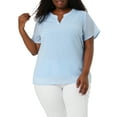 thumbnail image 6 of MODA NOVA Juniors Plus Size Blouses Pin Dots Round Neck Basic Top Blue 3X, 6 of 7