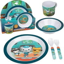 Octonauts 5 Pc Mealtime Feeding Set for Kids and Toddlers - Includes Plate, Bowl, Cup, Fork and Spoon Utensil Flatware - Durable, Dishwasher Safe, BPA Free