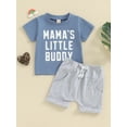 thumbnail image 2 of Bslissey Toddler Baby Boys Casual Shorts Sets Short Sleeve Letter Print T-shirt Tops + Rolled Shorts 2Pcs Outfits Infant Summer Daily Clothes 6M 12M 18M 24M 3T, 2 of 9