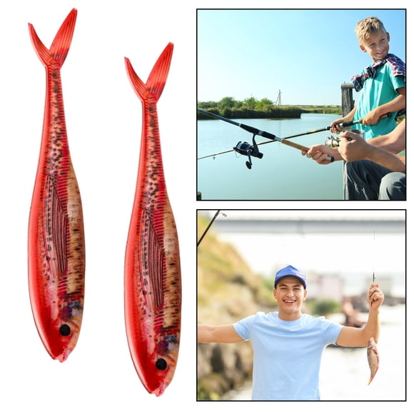 LJNYFDC Leurre de Pêche Yeux de Poisson 3D Ensemble de Leurres de Pêche 2 Pcs 12CM/10.5G Yeux Réalistes Fourche Queue Longue Coulée Lente Appât Artificiel Adapté pour la Pêche en Eau Douce et Salée