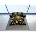 thumbnail image 4 of Funda Nórdica Negra Pavo Real Amarillo Decoración Brillante Estética Juego de Cama Completo,, 4 of 4