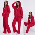 thumbnail image 4 of VV AVEORS Sweatsuits Women 2 Piece Outfit Zip Up Jacket Comfort Jogger Set Fleece Hoodie And Sweatpants Set Matching Sweat Sets Red L, 4 of 4