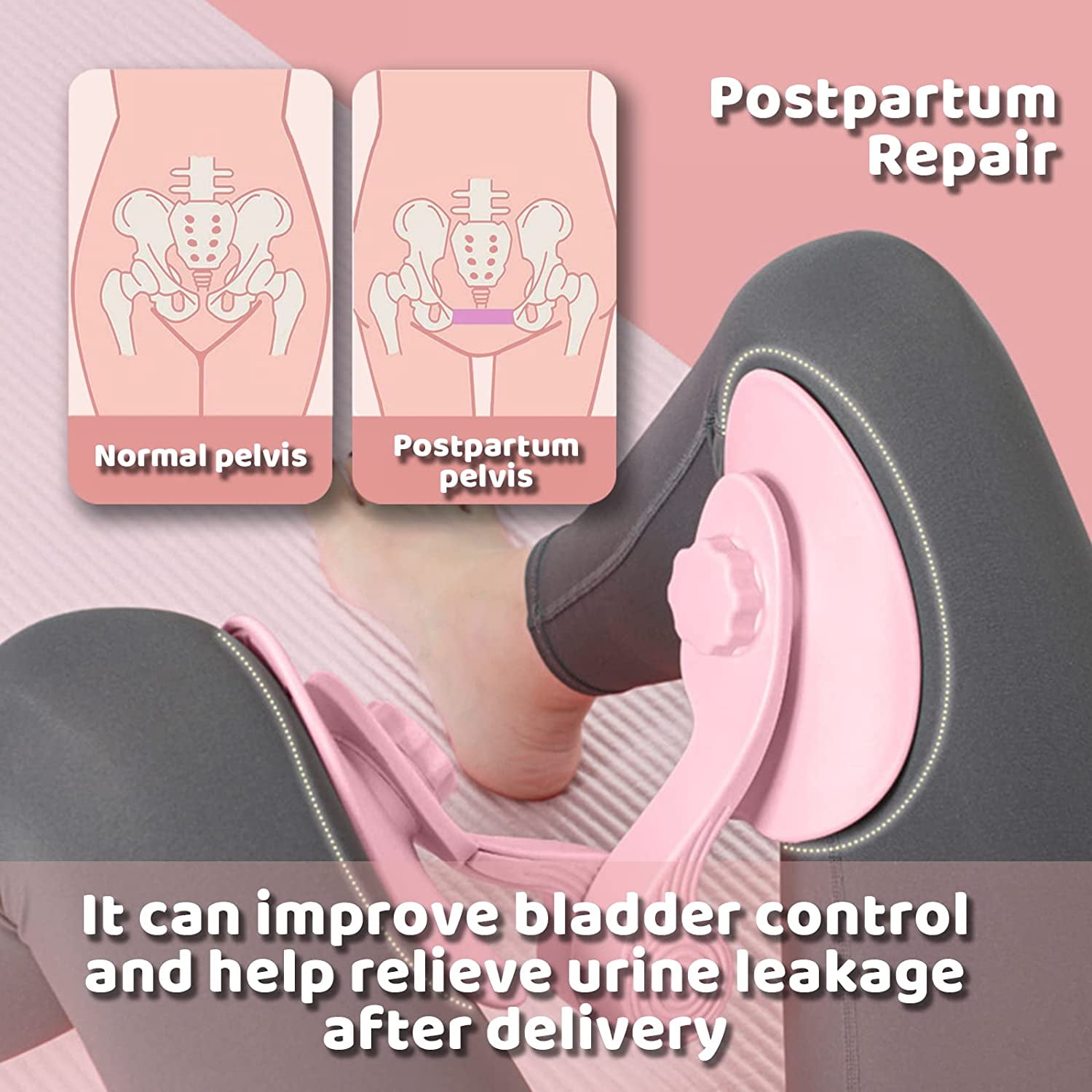 Thigh Exerciser, Hip & Inner Thigh Exercise Equipment, Pelvic Floor Muscle Trainer with Figure 8 Resistance Band for Arm Leg, Thigh Toner Kegel Exercise Products for Women