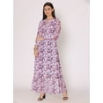 thumbnail image 1 of DressBerry Women's Printed Floor Length Georgette Dress Puff Sleeves Tiered Summer Wear Flared Maxi Dress, 1 of 7