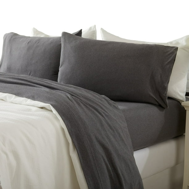 Great Bay Home Heathered Melange TShirt Jersey Knit Cotton Sheet Set