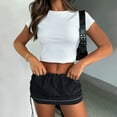 thumbnail image 5 of Women's Low Waist Drawstring Cargo Mini Skirt Y2K 90s E-Girl Short Grunge with Pockets Trendy Summer Streetwear Black,S, 5 of 7