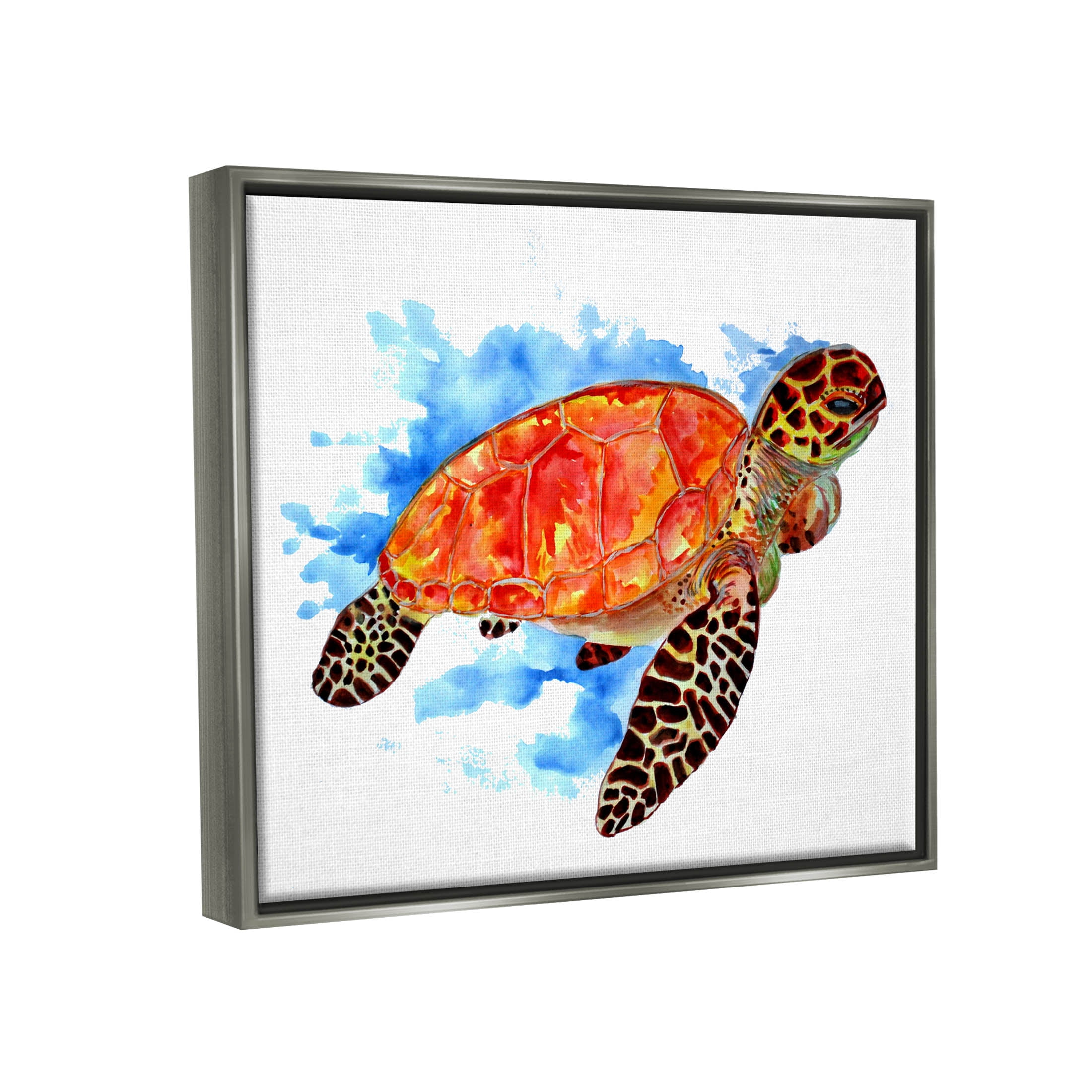 Bold Orange Nautical Turtle Animals & Insects Graphic Art Luster Gray Framed Art Print Wall Art