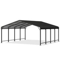 CozyHome 20x20 FT Metal Carport with Updated Roof & Enhanced Base, Heavy Duty Canopy Carport Garage, Vertaile for Car, Truck, Boat, Tractors, Party, Grey