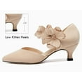thumbnail image 2 of Ladies' low-heeled kitten-heeled formal shoes, comfortable closed-toe design with flowers, slip-on, suitable for formal gatherings, high-heeled shoe style, 2 of 5