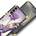 thumbnail image 4 of FKBRCL4U Compatible with Samsung Galaxy S24 S25 Case, High Heeled Purple Diamond Rose Luxury Golden Decoration for Girl Women Soft TPU Shockproof Protective Hard PC Back, 4 of 7