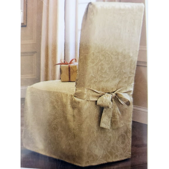Gold Armless Dining Room Chair Cover - Fits Chairs Up To 42" Tall