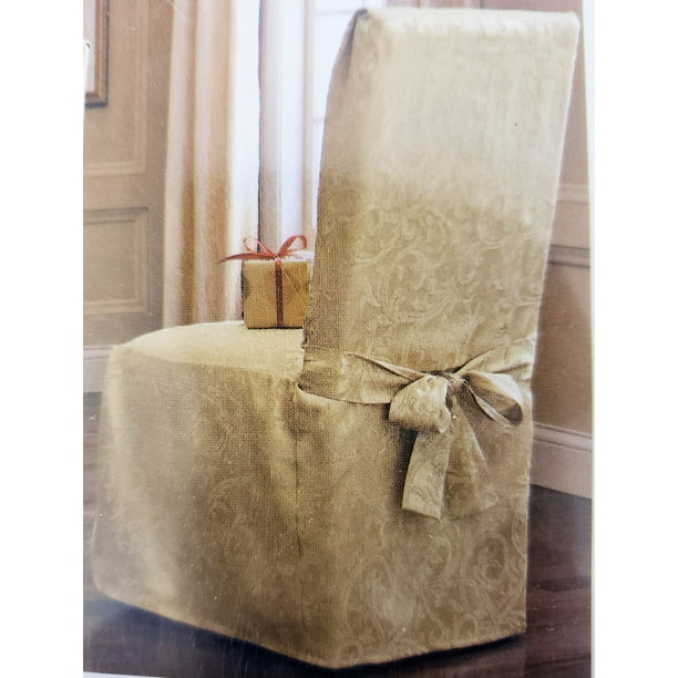 Gold Armless Dining Room Chair Cover - Fits Chairs Up To 42" Tall