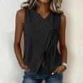 thumbnail image 2 of Outfmvch Vest Tops for Women Sleeveless Shirts Cotton Linen Button Down Vest for Women V Neck Linen Tops for Women Ladies Linen Vest Sleeveless Vest Women'S Vest Black M, 2 of 7