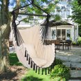 thumbnail image 3 of Hammock,DFITO Tassel Plus 2 Pillow Hanging Chair Beige, 350 LBS Max Weight, Hanging Durable Hammock, Perfect for Home/ Bedroom /Patio Yard/ Deck/ Garden/Outdoor/Indoor,Black Rope, GJ45, 3 of 10