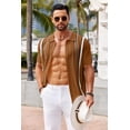thumbnail image 4 of COOFANDY Mens Knit Polo Casual Stylish Collared Shirt Short Sleeve Crochet Button Down Shirt Beach Vacation Striped Shirts, 4 of 6