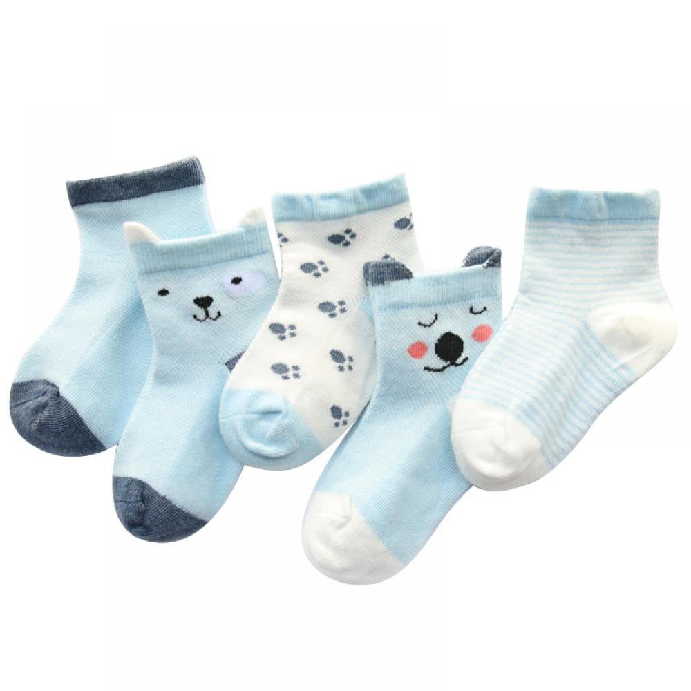 5 Colors Cotton Kids Socks Anti Slip Girls Socks Baby Girls Boys Soft Socks 